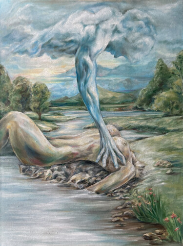 Heartbeat, Gaia and Uranus 绘画 标题为“Heartbeat, Gaia and…” 由Анастасия Юрзинова, 原创艺术品, 油 安装在木质担架架上