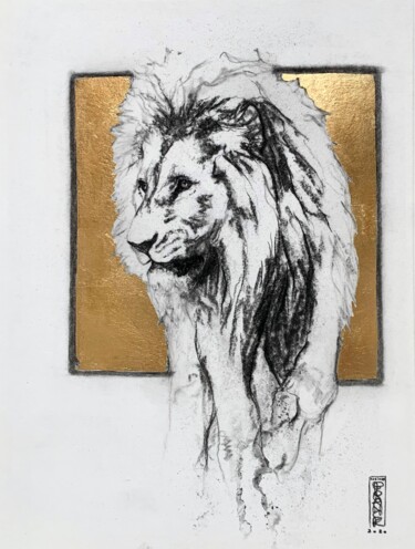 图画 标题为“Lion 1” 由Franck Lesieur, 原创艺术品, 木炭