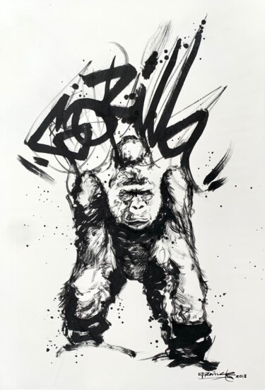 绘画 标题为“Gorilla” 由Franck Lesieur, 原创艺术品, 墨