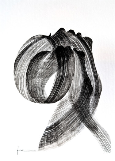 Folded Silence 绘画 标题为“Folded Silence” 由Nicol Vacaru, 原创艺术品, 墨