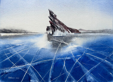 Winter landscape. Lake Baikal 绘画 标题为“Winter landscape. L…” 由Svetlana Safonova, 原创艺术品, 水彩