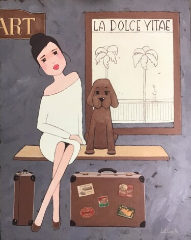 绘画 标题为“La dolce vitae” 由Noëlle Lassailly, 原创艺术品, 丙烯 安装在木质担架架上