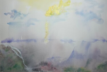 Painting titled "Два мира" by Lubov Cernyseva (AZIEL), Original Artwork, Watercolor