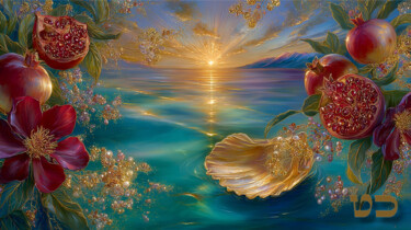 Golden Leo Sun. Secrets of the New Cycle 数字艺术 标题为“Golden Leo Sun. Sec…” 由Asnat Unnger, 原创艺术品, 喷墨