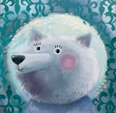 绘画 标题为“Kind wolf” 由Anastasiya Rudak, 原创艺术品, 丙烯 安装在木质担架架上
