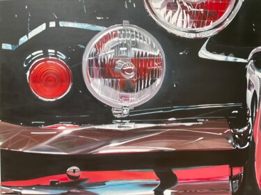绘画 标题为“Jaguar bumper xk 15…” 由Gilbert Duchamp, 原创艺术品, 丙烯 安装在木质担架架上
