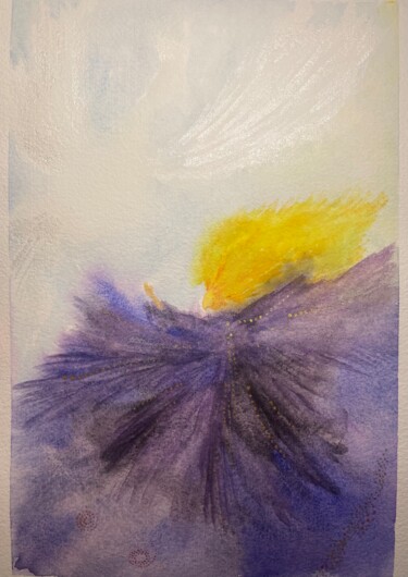 Painting titled "Встреча с Высшим Я" by Lubov Cernyseva (AZIEL), Original Artwork, Watercolor