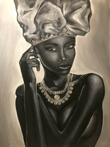 Elegant Portrait Woman 绘画 标题为“Elegant Portrait Wo…” 由Yerkezhan Kamentayeva, 原创艺术品, 丙烯