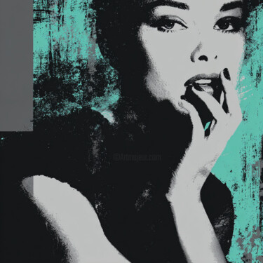 绘画 标题为“GREEN GREY WOMAN” 由Claudia Sauter (Poptonicart), 原创艺术品, 丙烯
