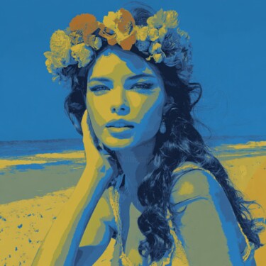 绘画 标题为“YELLOW BEACH” 由Claudia Sauter (Poptonicart), 原创艺术品, 丙烯
