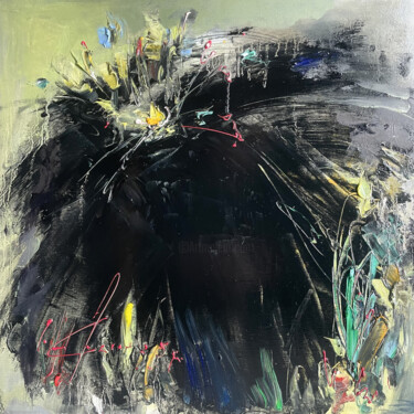 Abstract Dark Bloom | "Black" 绘画 标题为“Abstract Dark Bloom…” 由Ігор Євсін (Ihor Yevsin), 原创艺术品, 油 安装在木质担架架上