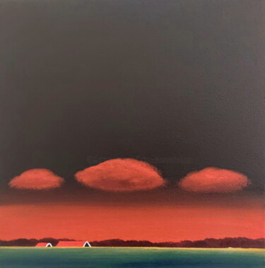 绘画 标题为“Yayoi Kusama Clouds” 由Nelly Van Nieuwenhuijzen, 原创艺术品, 丙烯 安装在木质担架架上