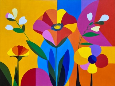 绘画 标题为“Colorize flowers mi…” 由Ksenia Molukova, 原创艺术品, 丙烯 安装在木质担架架上
