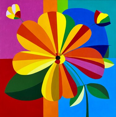 绘画 标题为“Bright flower minim…” 由Ksenia Molukova, 原创艺术品, 丙烯 安装在木质担架架上