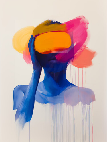 Giclée Print on Canvas Abstract Emotional Portrait 绘画 标题为“Giclée Print on Can…” 由Tatiana Taner, 原创艺术品, 数字油画 安装在木质担架架上