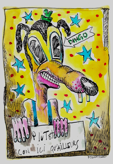 图画 标题为“Plutôt Dingo” 由Patrick Jannin, 原创艺术品, 墨