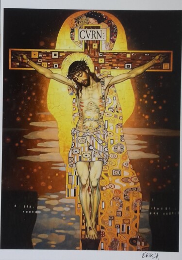 Printmaking titled "jésus Christ, Dieu…" by Erik Hils, Original Artwork, Lithography