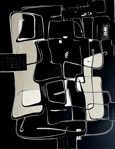 绘画 标题为“CONNECTED” 由Brigitte Aliot, 原创艺术品, 丙烯 安装在木质担架架上