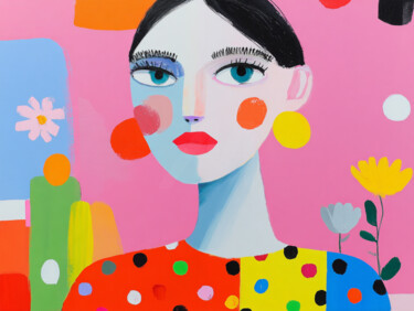 Polka Dot Woman Portrait 数字艺术 标题为“Polka Dot Woman Por…” 由Sasha Robinson, 原创艺术品, 数字油画