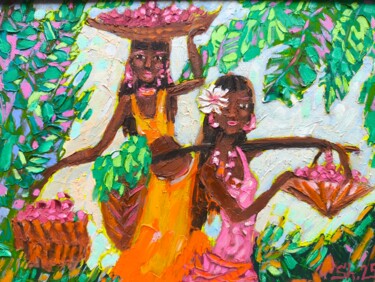African Womans Original Black Woman Portrait Women painting 绘画 标题为“African Womans Orig…” 由Svetlana Sindere, 原创艺术品, 油 安装在纸板上