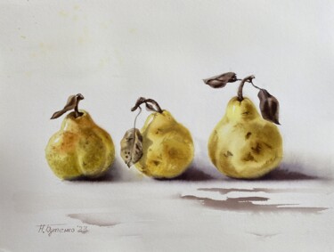 Three Graces, Still Life with Pears, watercolor painting 绘画 标题为“Three Graces, Still…” 由Natalia Butenko, 原创艺术品, 水彩