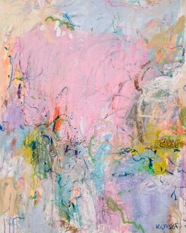 Pink Abstract Morning Acryl Painting 绘画 标题为“Pink Abstract Morni…” 由Natalya Volynska, 原创艺术品, 丙烯 安装在木质担架架上