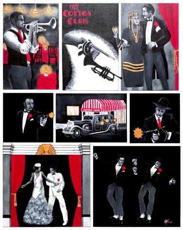绘画 标题为“The Cotton Club” 由Marc Parmentier, 原创艺术品, 丙烯 安装在木质担架架上