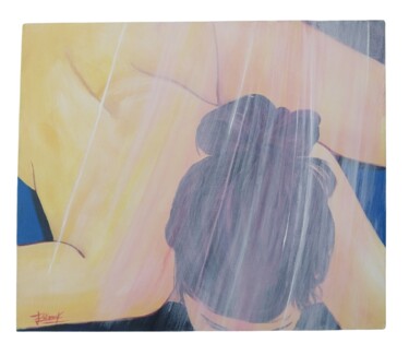 Nu Voilé – Acrylique sur toile de lin ancienne 绘画 标题为“Nu Voilé – Acryliqu…” 由Eric Pelleau, 原创艺术品, 丙烯