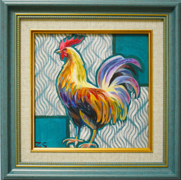 绘画 标题为“Rooster2” 由Zora, 原创艺术品, 丙烯 安装在木质担架架上