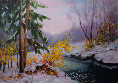 winter forest retreat 绘画 标题为“winter forest retre…” 由Nurgaliy Abdigaliyev, 原创艺术品, 油