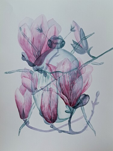 The song of magnolias 绘画 标题为“The song of magnoli…” 由Yana Bila, 原创艺术品, 水彩