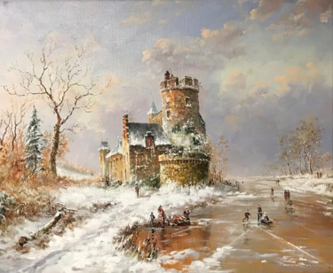 Winter Castle Scene 绘画 标题为“Winter Castle Scene” 由Nurgaliy Abdigaliyev, 原创艺术品, 油