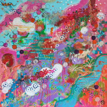 绘画 标题为“SATURATION 4” 由Olivia Naud, 原创艺术品, 丙烯 安装在木质担架架上