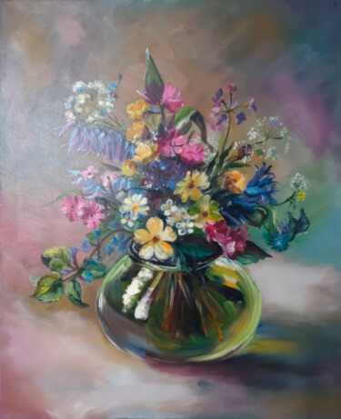绘画 标题为“Vibrant Flower Arra…” 由Nurgaliy Abdigaliyev, 原创艺术品, 油