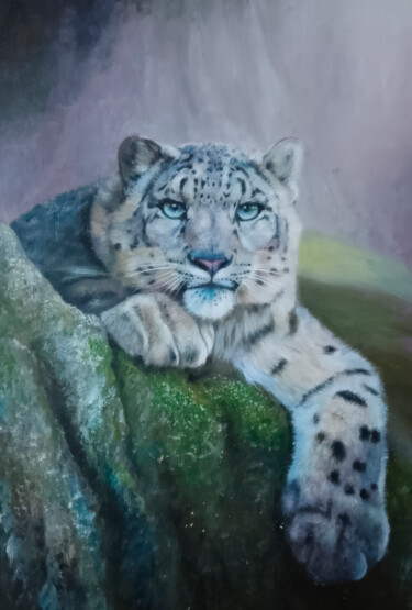 Snow Leopard Serenity 绘画 标题为“Snow Leopard Sereni…” 由Nurgaliy Abdigaliyev, 原创艺术品, 油