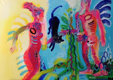 Adam is looking for Eve 绘画 标题为“Adam is looking for…” 由Martin Kellenberger, 原创艺术品, 丙烯 安装在木质担架架上
