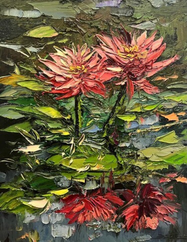绘画 标题为“Two Red Flowers” 由Eric Alfaro, 原创艺术品, 油
