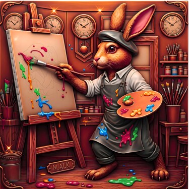 数字艺术 标题为“The Artist Rabbit” 由M Alk, 原创艺术品, AI生成的图像