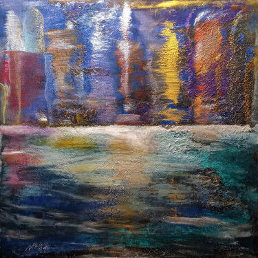 绘画 标题为“Night on the coast” 由Igor Mishenev, 原创艺术品, 丙烯 安装在木质担架架上