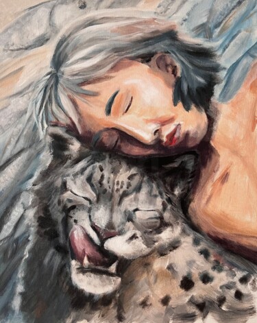 绘画 标题为“Silver Scales” 由Julia Ponz, 原创艺术品, 丙烯 安装在木质担架架上