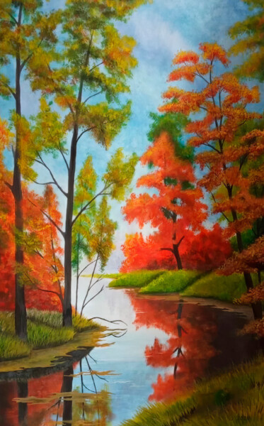 绘画 标题为“Autumn Reflections” 由Nurgaliy Abdigaliyev, 原创艺术品, 油