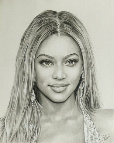 图画 标题为“Portrait de Beyoncé” 由Aurélie Nativel, 原创艺术品, 铅笔