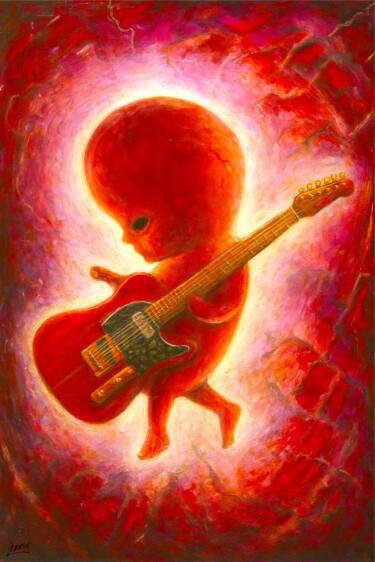Electric Guitar Fetus Version Two 绘画 标题为“Electric Guitar Fet…” 由Spencer Derry, 原创艺术品, AI生成的图像