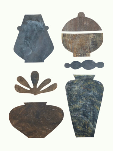 "Shadows of Form" – Abstract Handmade Paper Collage 拼贴 标题为“"Shadows of Form" –…” 由Yulia Domina, 原创艺术品, 丙烯