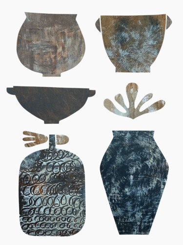 拼贴 标题为“"Clay Silhouettes:…” 由Yulia Domina, 原创艺术品, 丙烯