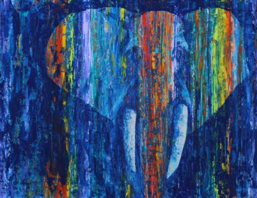 Painting titled "Elephant Blues" by Denis Kuvayev, Original Artwork, Acrylic