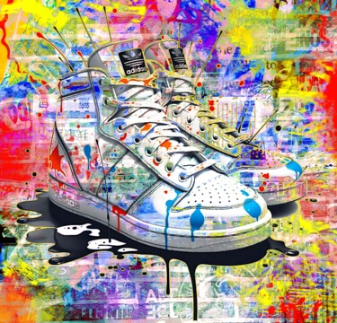 数字艺术 标题为“Tableau peinture st…” 由Yank, 原创艺术品, 数字拼贴 安装在木质担架架上