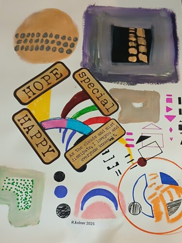 Collages titled "Woorden in kleur" by Ronnie Kolner, Original Artwork, Collages