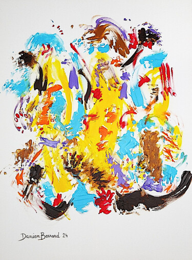 绘画 标题为“Hand painted I” 由Damien Berrard, 原创艺术品, 丙烯 安装在木质担架架上