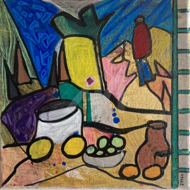 绘画 标题为“Irish Cubist” 由Jan O'Sullivan, 原创艺术品, 丙烯 安装在木质担架架上